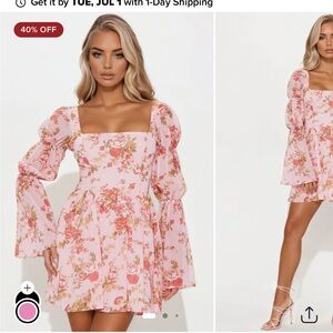 Gloria floral Chiffon micro mini dress Fashion Nova